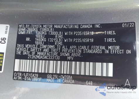 2022 Lexus Rx 350 from USA, damaged, VIN 2T2HZMDA5NC333130